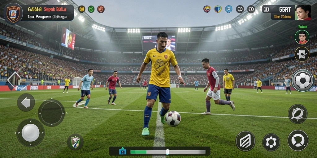Tampilan gameplay menegangkan dari permainan sepak bola 55RT.