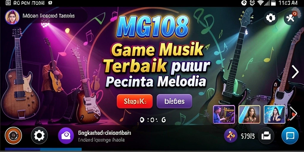 Screenshot gameplay MG108 menampilkan suasana permainan musik yang seru.