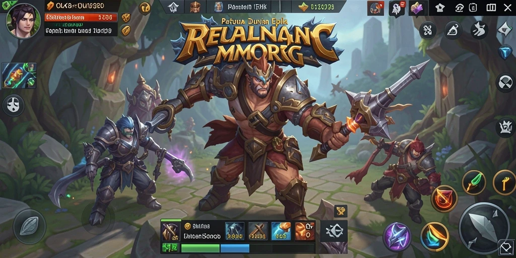Screenshot utama OLX128 menampilkan aksi pertempuran seru di dunia MMORPG.